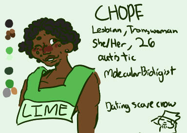 image from chops reference sheet, its cropped with the same information as above and a bust shot of her.